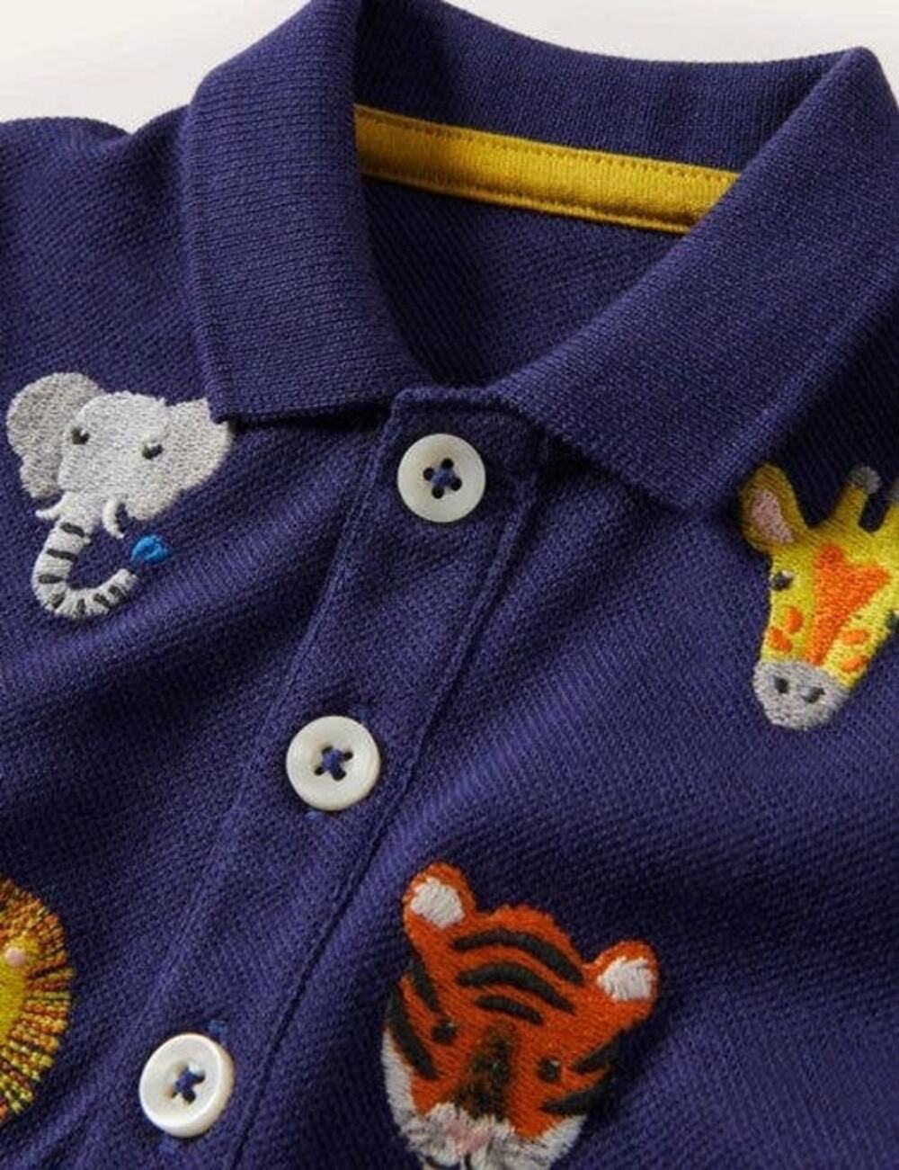 Baby Boden Blue Piqué Polo Shirt - 3-6 Months